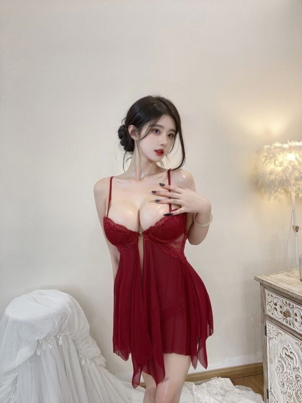 Péché Bourgeois |スリップドレス＆タンガ2点セット・レッド |【即日発送・サイズ交換NG・メール便対象】輸入下着・ランジェリー<PB0009>