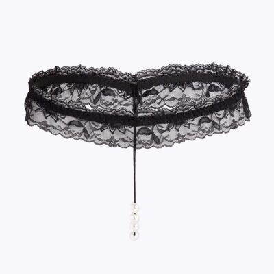 Péché Bourgeois | パールレースブラジリアンタンガ・Tバック・黒|【即日発送・サイズ交換NG・送料無料】下着・ランジェリー<PB0020>