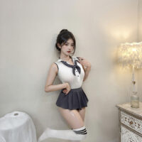 Série Fantasmagorique | 3点セット ピュアガール・オープンクロッチスクールセット(スナップボタン付きボディスーツ・プリーツスカート・リボンタイ） | 即日発送・サイズ交換NG・メール便対象】輸入下着・ランジェリー<SF0014>