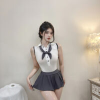 Série Fantasmagorique | 3点セット ピュアガール・オープンクロッチスクールセット(スナップボタン付きボディスーツ・プリーツスカート・リボンタイ） | 即日発送・サイズ交換NG・メール便対象】輸入下着・ランジェリー<SF0014>