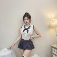 Série Fantasmagorique | 3点セット ピュアガール・オープンクロッチスクールセット(スナップボタン付きボディスーツ・プリーツスカート・リボンタイ） | 即日発送・サイズ交換NG・メール便対象】輸入下着・ランジェリー<SF0014>