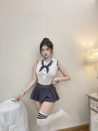 Série Fantasmagorique | 3点セット ピュアガール・オープンクロッチスクールセット(スナップボタン付きボディスーツ・プリーツスカート・リボンタイ） | 即日発送・サイズ交換NG・メール便対象】輸入下着・ランジェリー<SF0014>