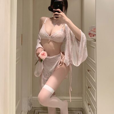 Série Fantasmagorique | 5点セット ス桜茶房シークレット・コスプレ着物セット(羽織・ブラ・Tバック・帯風ウエストベルト・スカート) | 即日発送・サイズ交換NG・メール便対象】輸入下着・ランジェリー<SF0007>