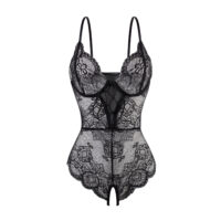 Luxe Solitaire | 高級ランジェリー・柔霧の誘惑 レースクロスストラップ・ボディスーツ・オ一プンショ-ツ・ブラック| 即日発送・サイズ交換NG・メール便対象】輸入下着・ランジェリー<LS0009>