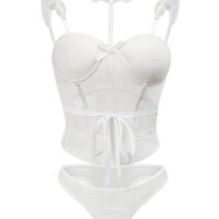 主图 Luxe Solitaire | 高級ランジェリー・ホワイトテンプテーション・レースビスチエ/コル4点セット(ワイヤーあり・首ベルト・ガ-タ-・T バック) | 即日発送・サイズ交換NG・メール便対象】輸入下着・ランジェリー<LS0001>