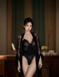 Luxe Solitaire | 高級ランジェリー・ナイトローズ・レースナイトガウン＆ボディスーツ・ブラック（ワイヤーなし） | 即日発送・サイズ交換NG・メール便対象】輸入下着・ランジェリー<LS0003>