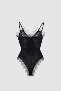 Luxe Solitaire | 高級ランジェリー・ナイトローズ・レースナイトガウン＆ボディスーツ・ブラック（ワイヤーなし） | 即日発送・サイズ交換NG・メール便対象】輸入下着・ランジェリー<LS0003>