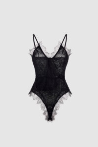 Luxe Solitaire | 高級ランジェリー・ナイトローズ・レースナイトガウン＆ボディスーツ・ブラック（ワイヤーなし） | 即日発送・サイズ交換NG・メール便対象】輸入下着・ランジェリー<LS0003>
