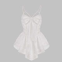 Luxe Solitaire | 高級ランジェリー・2点セット　フレンチブライダル・テディ ボディスーツ (ヴェール付き)・ホワイト | 【即日発送・サイズ交換NG・送料無料】下着・ランジェリー<LS0005>