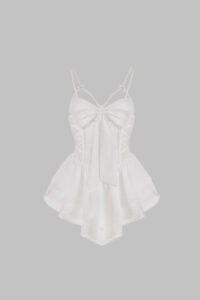 Luxe Solitaire | 高級ランジェリー・2点セット　フレンチブライダル・テディ ボディスーツ (ヴェール付き)・ホワイト | 【即日発送・サイズ交換NG・送料無料】下着・ランジェリー<LS0005>