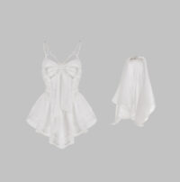 Luxe Solitaire | 高級ランジェリー・2点セット　フレンチブライダル・テディ ボディスーツ (ヴェール付き)・ホワイト | 【即日発送・サイズ交換NG・送料無料】下着・ランジェリー<LS0005>